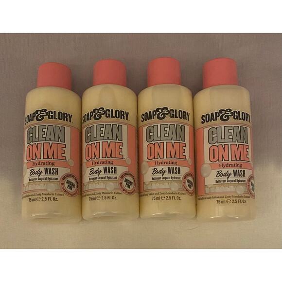 NEW Soap & Glory Clean On Me Body Wash 2.5 oz-4 Pack Original Pink UK Target - Picture 1 of 4